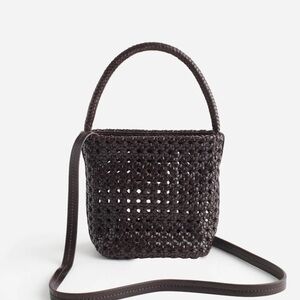 madewell the handwoven cane mini bag in dark carob